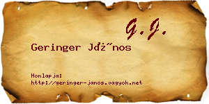 Geringer János névjegykártya